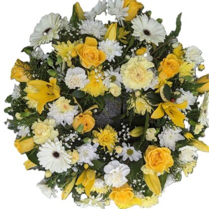 Lemon & White Funeral Wreath