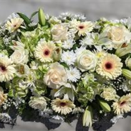 White Lily & Rose Casket Spray